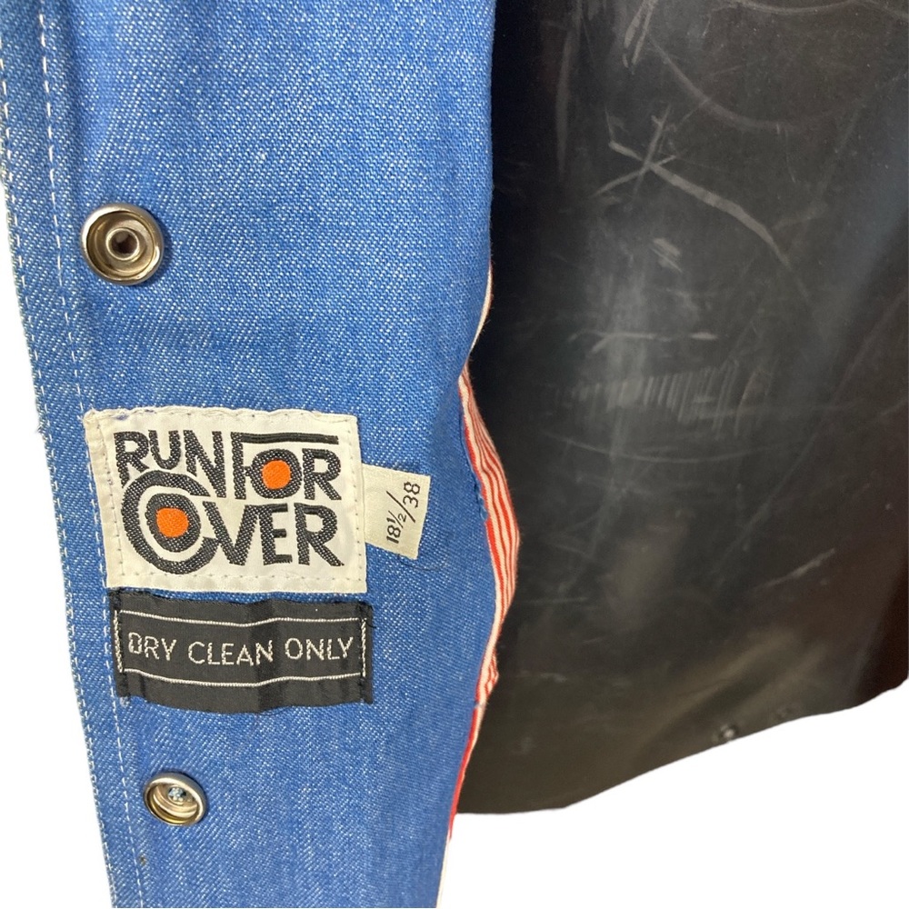 Stylish Blue Military Field Jacket with Orange Accents - Picture 6 of 7